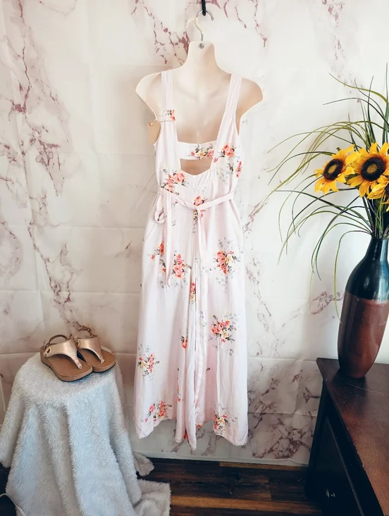 Anthropologie Akemi + Kin Adia Floral Jumpsuit Size 2 Side Zip Boho - Picture 8 of 10